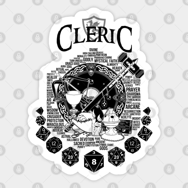 RPG Class Series: Cleric - Black Version Sticker by Milmino